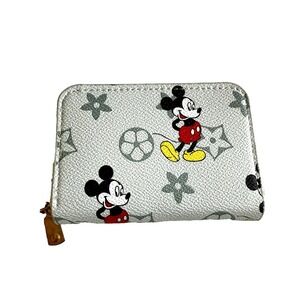 Mickey Mouse Blossom Flower‎ Blue Zip Around Wallet Slim Card Holder  3"x 4" NEW